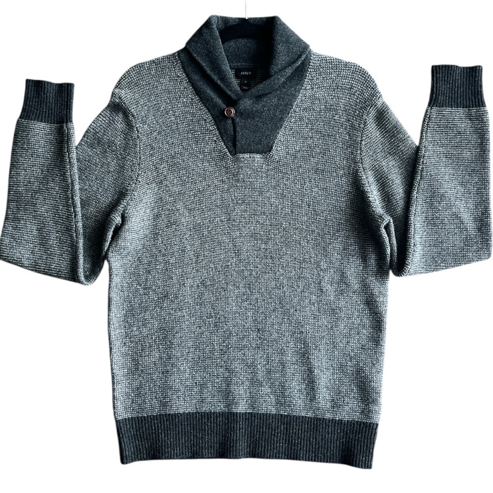 J. Crew Wool Textured Collared Sweater Medium Gray